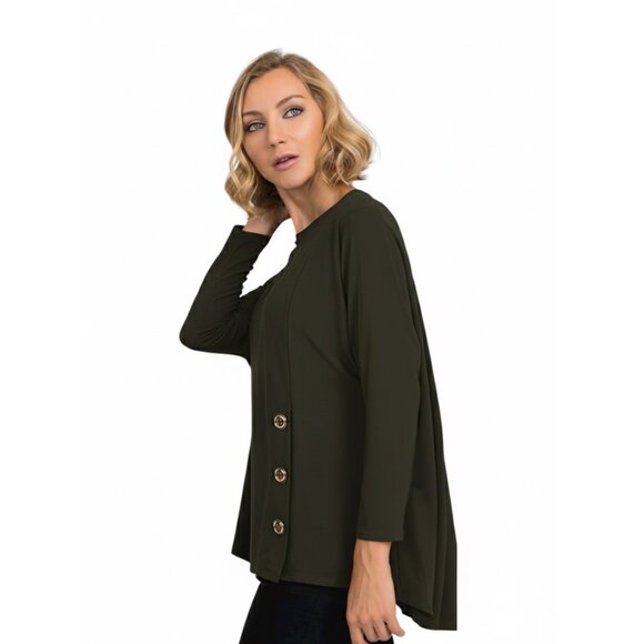 Joseph Ribkoff Swing Jersey Knit Blouse Safari Green Size 14 NWT - Picture 10 of 16